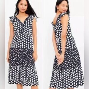 Polka Dot Sleeveless Dress - Black and White